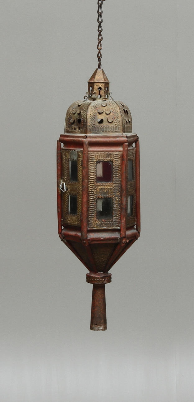 GONDOLLYKTA, bemålad plåt, för ett ljus, Venetiansk, 1800-tal.