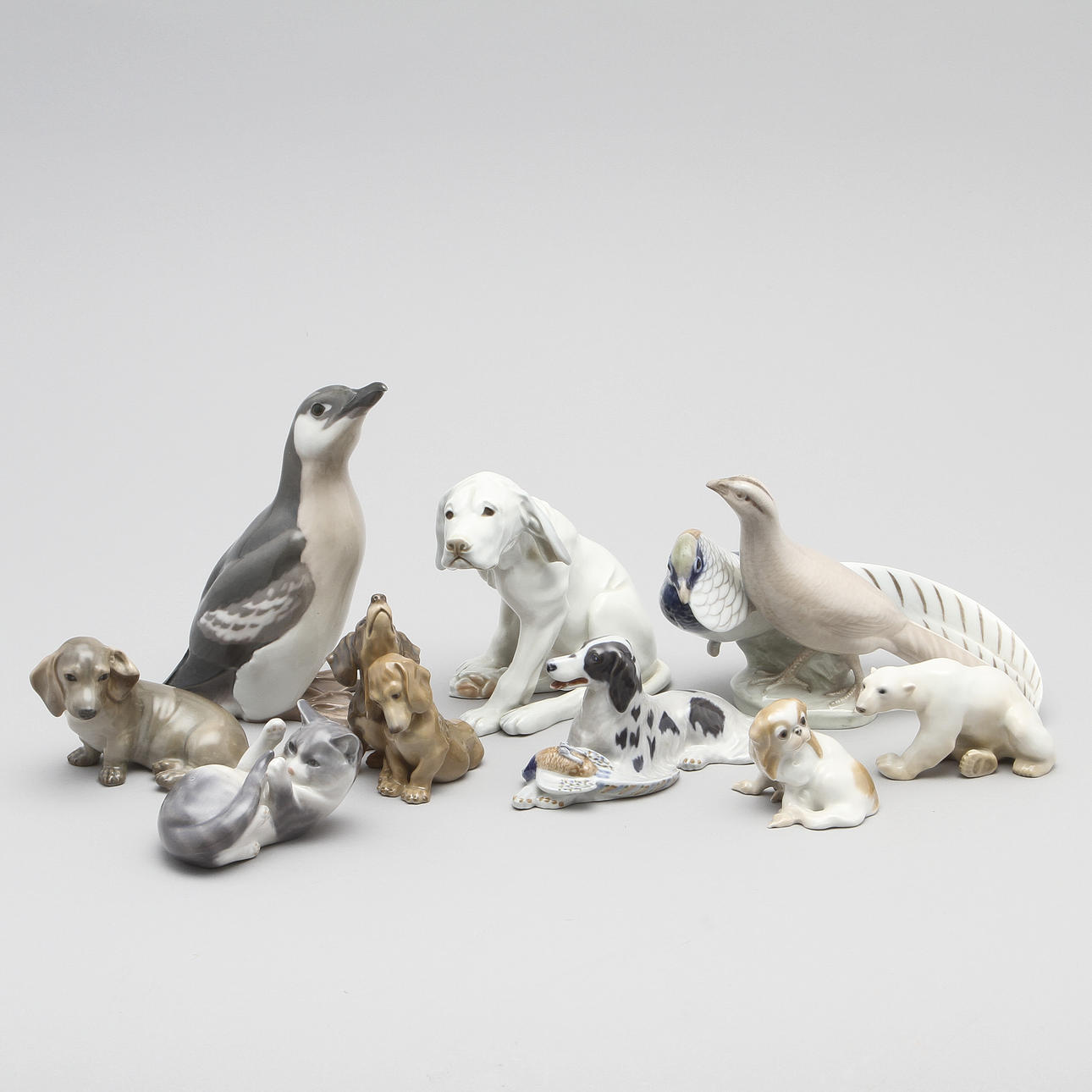FIGURINER, 9 st, porslin, Danmark.