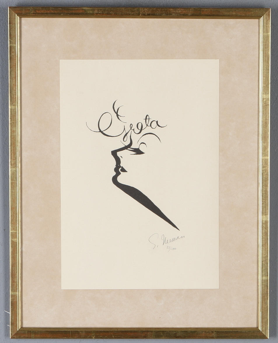 EINAR NERMAN. Greta Garbo, litografi, signerad och numrerad 77/100.