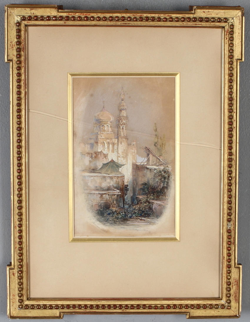 CHARLES PIERRON. Stadsmotiv, blandteknik, signerad.