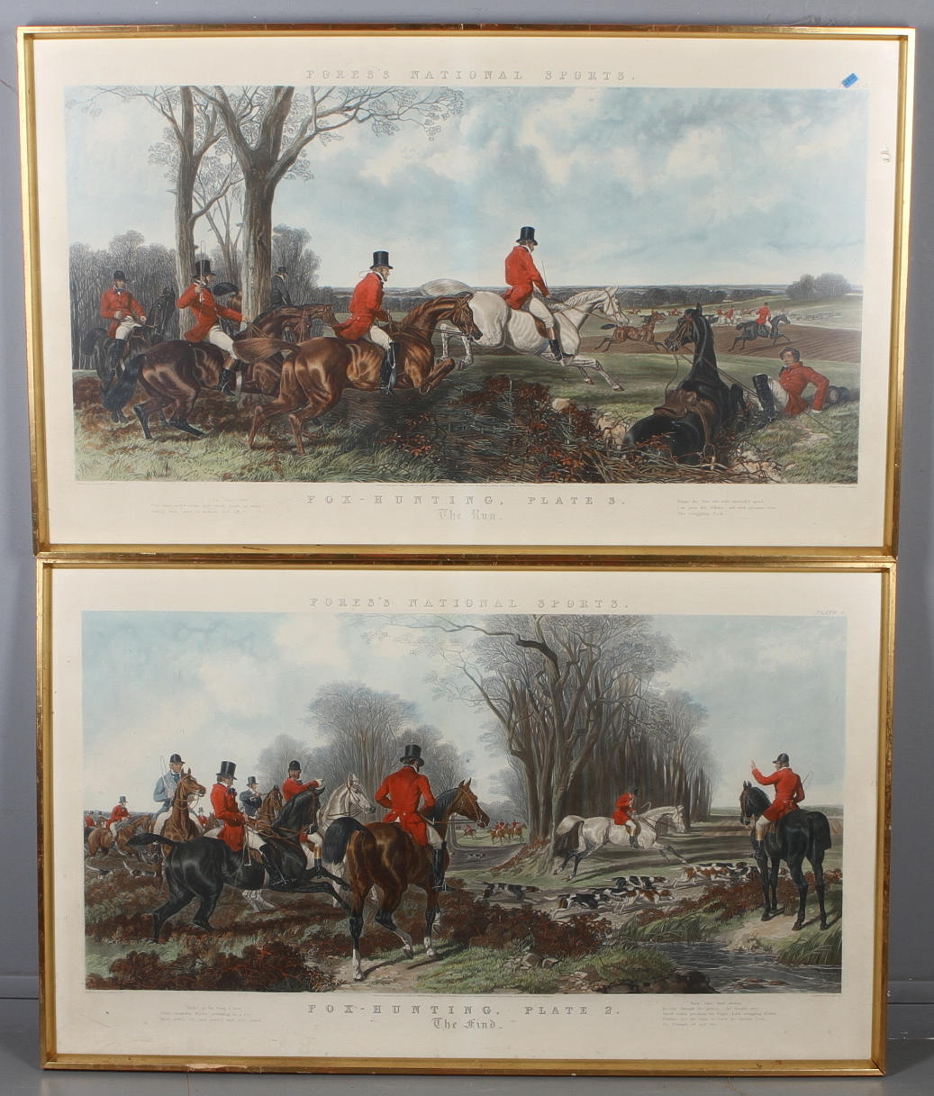 JOHN FREDERICK HERRING. EFTER. 2 st, Herrings Fox hunting scenes, delvis handkoloreerade gravyrer.