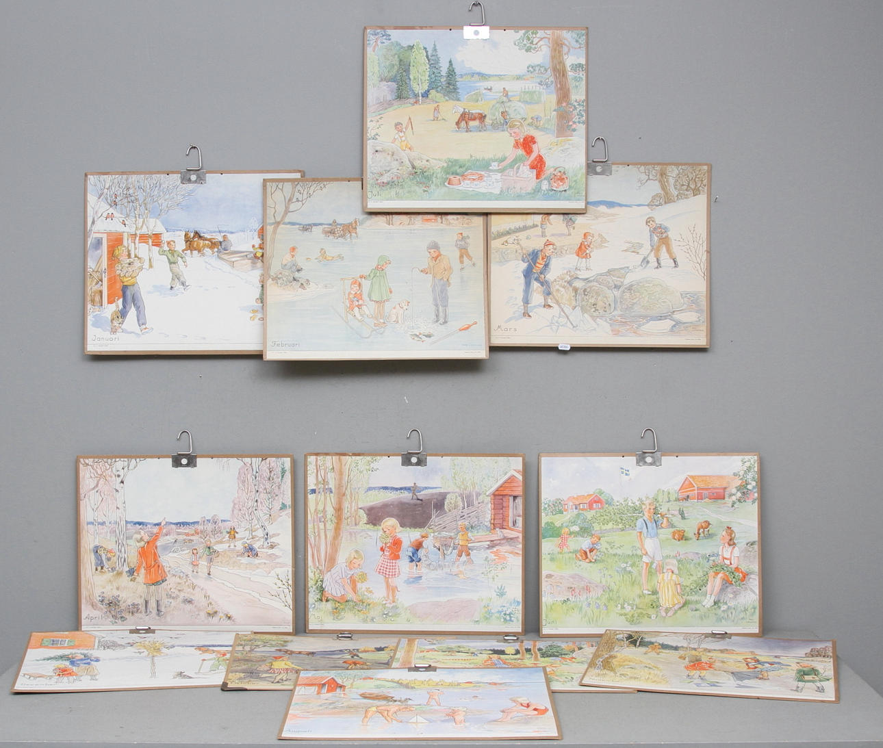 PLANSCHER, Årets 12 månader, 1900-tal.