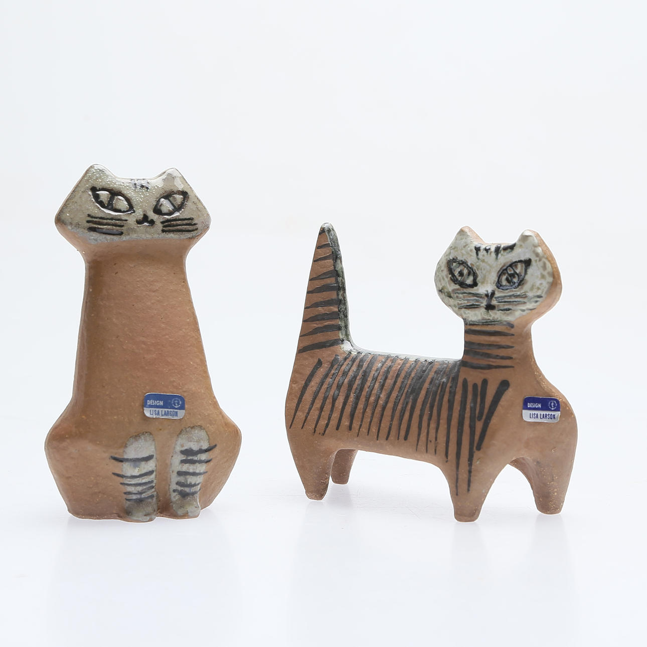 LISA LARSON. CATS 2 pcs, Gustavsberg, 1900s.
