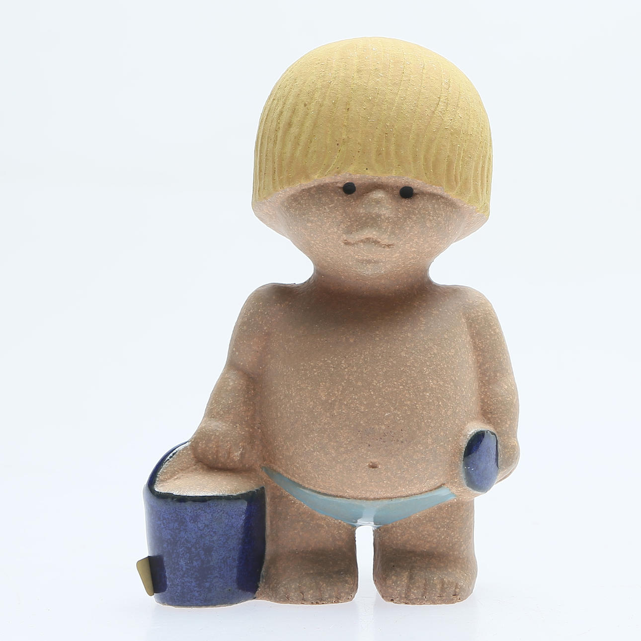 LISA LARSON. Figur, Keramik, Junge mit Eimer, Gustavsberg, 1900.