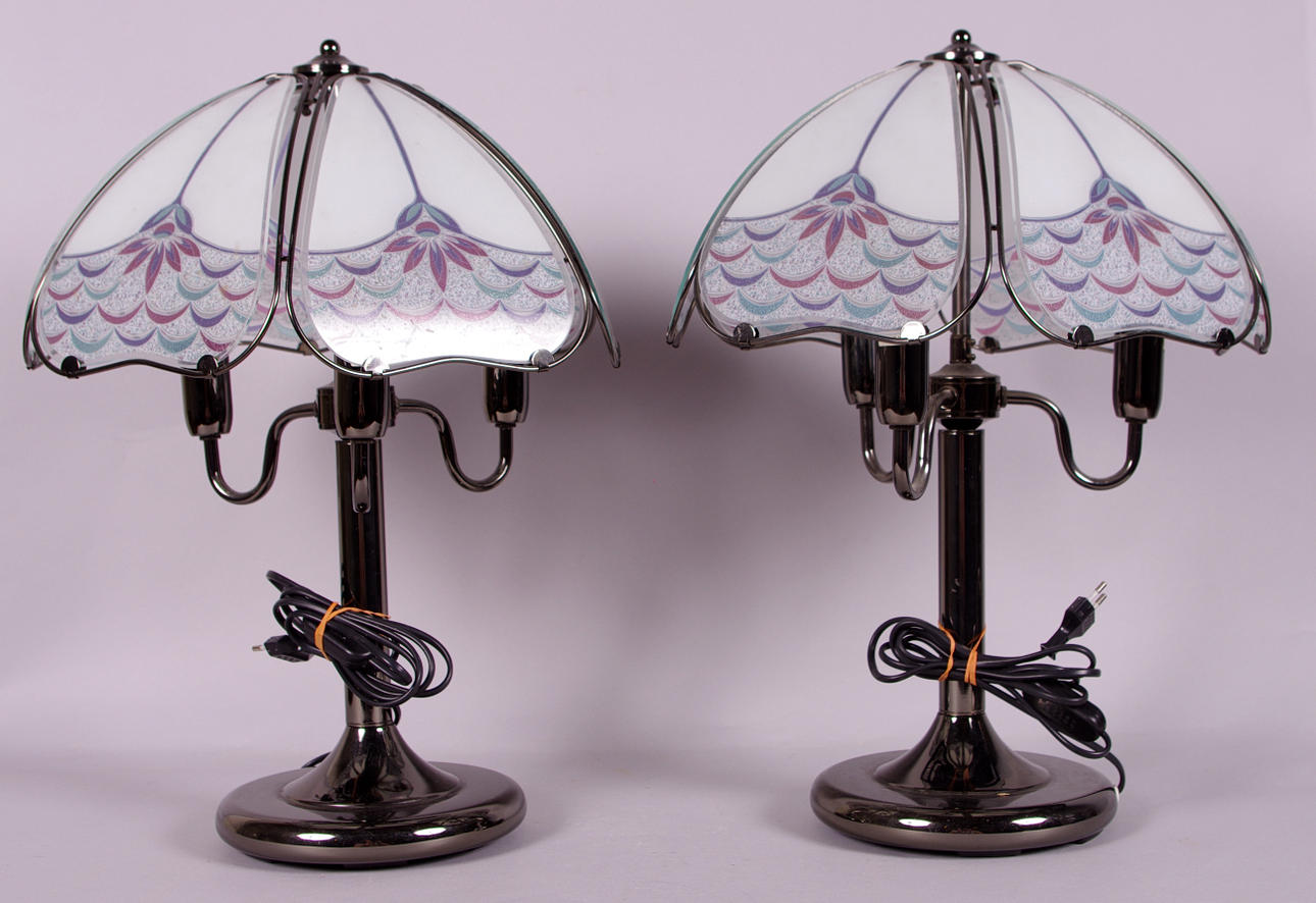 BORDSLAMPOR, 1 par, glas/metall, Lyktan.