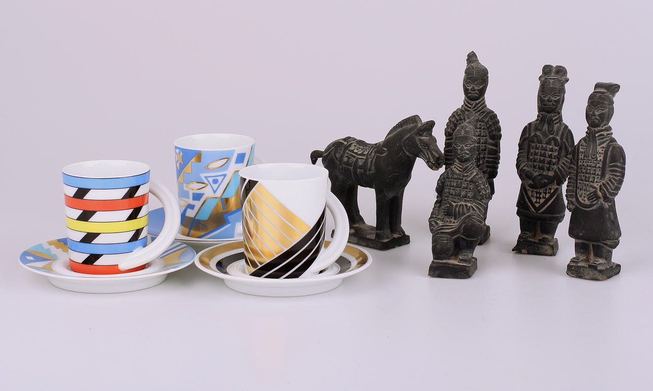 KAFFERSERVIS 3 delar Rosenthal + KERAMIKFIGURER 5st.