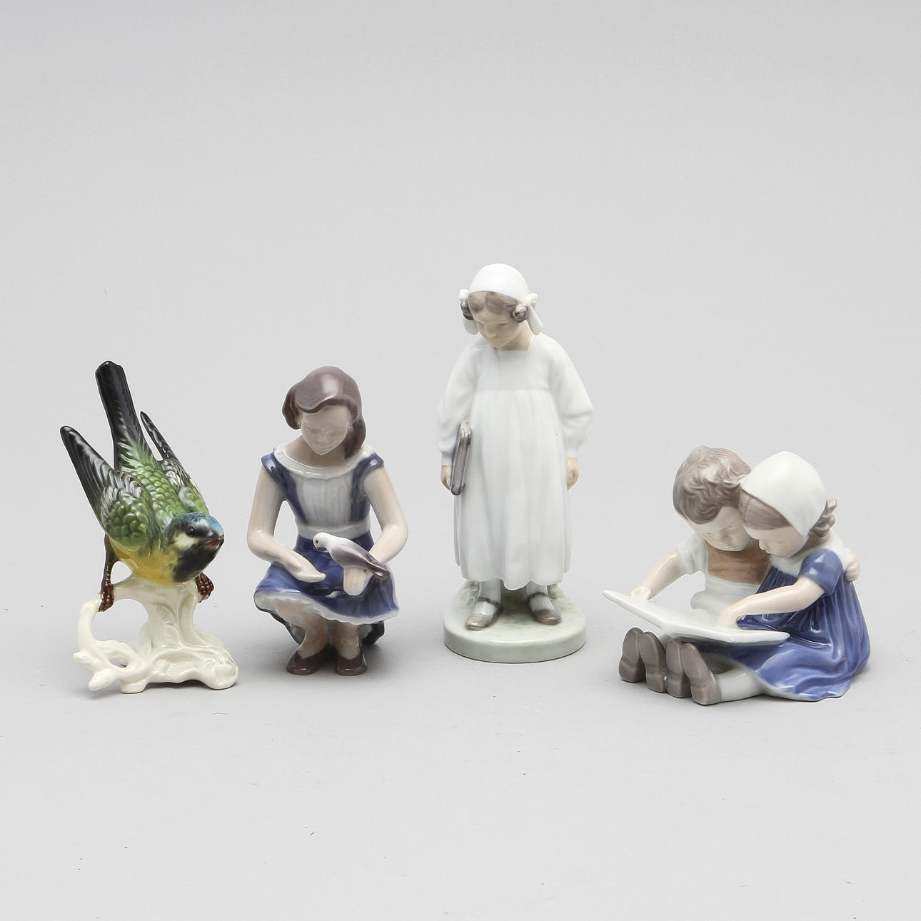 FIGURINER, 4 st, porslin, Goebbel, BoG samt Kongelig Dansk.