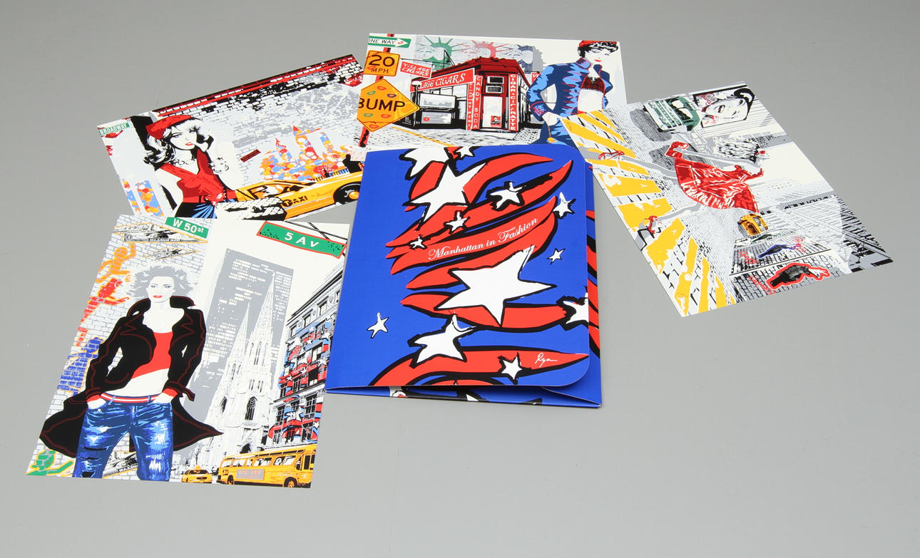 RICHARD RYAN. Mapp "Manhattan in Fashion", signerade Ryan och numrerade, silkscreen 48x63 cm.