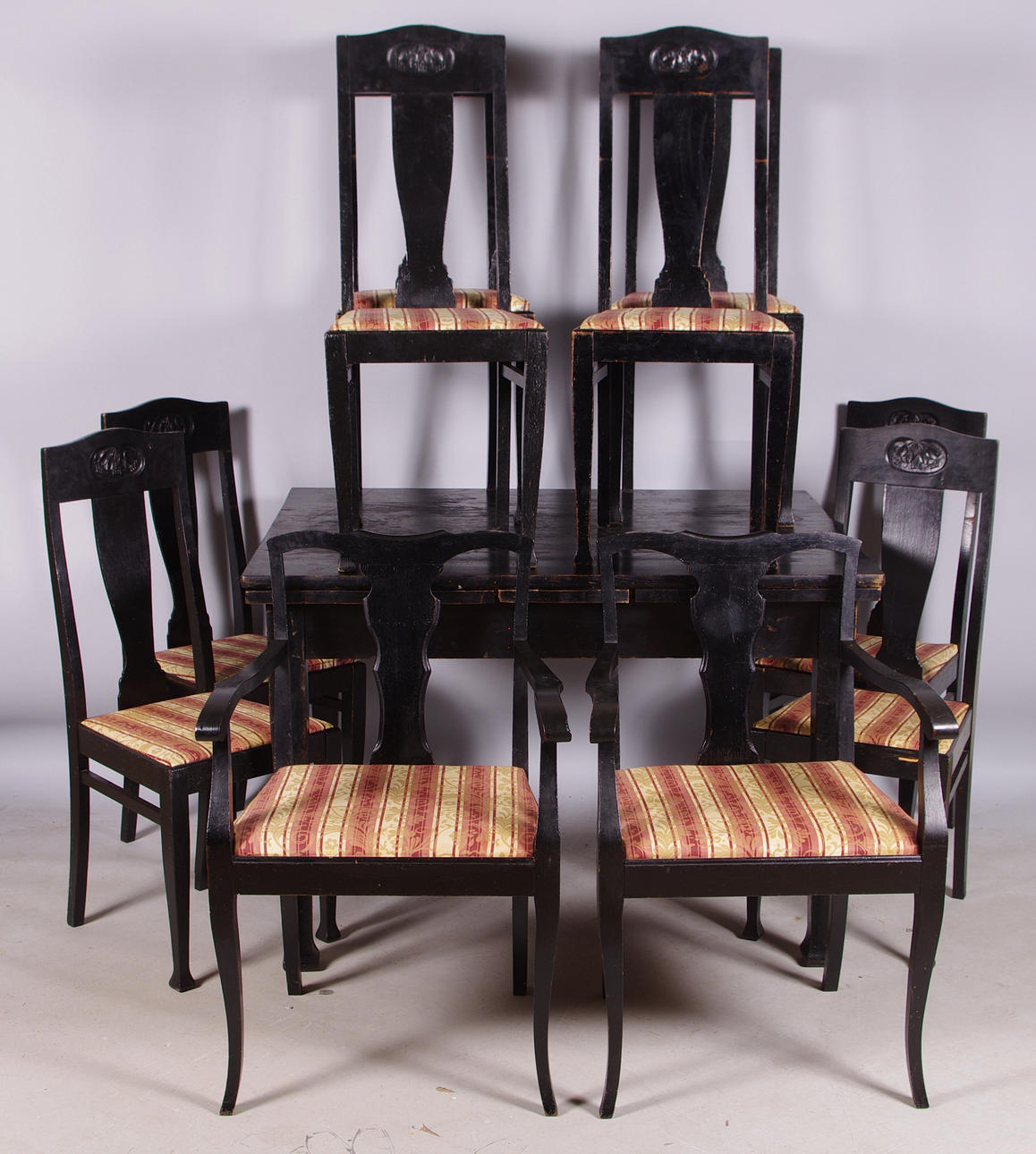 MATSALSGRUPP, svartmålad ek, jugend.