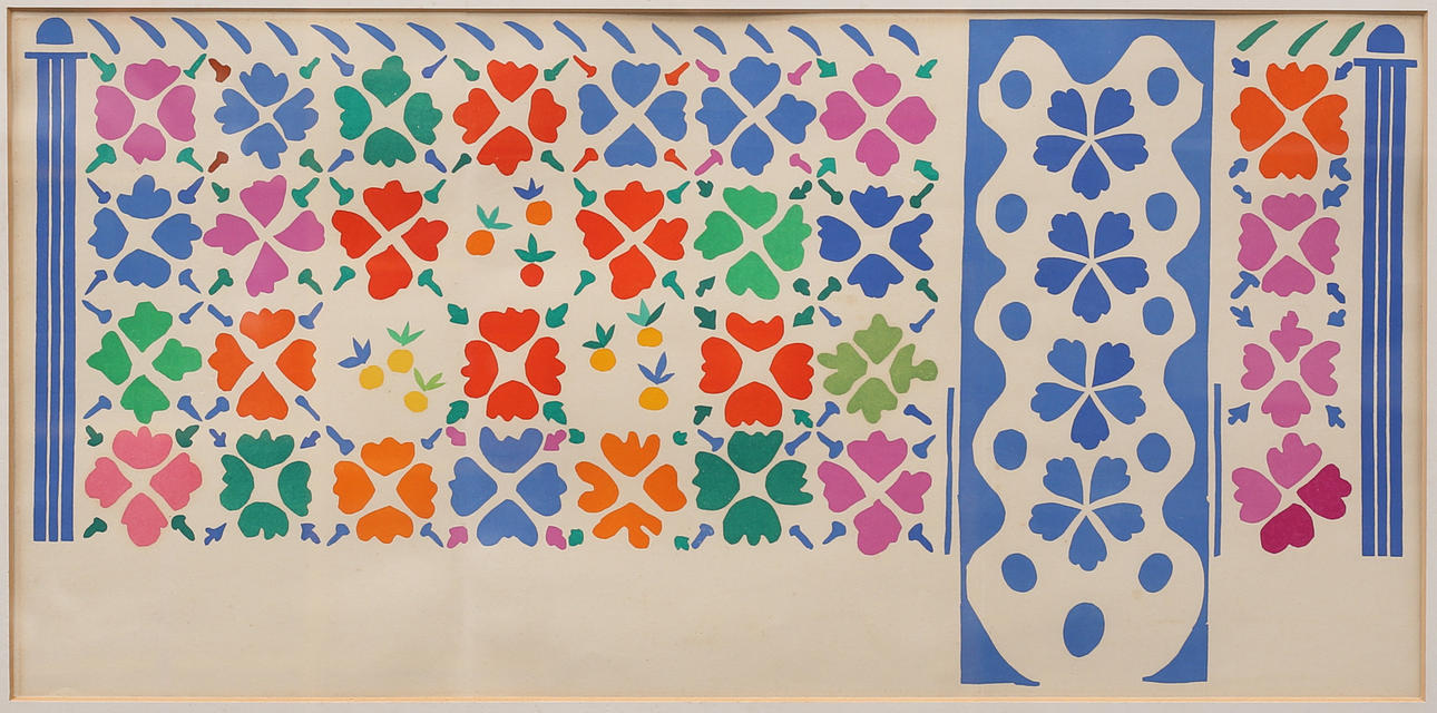 TRYCK, efter HENRI MATISSE "Decoration-Masques". färgtryck.