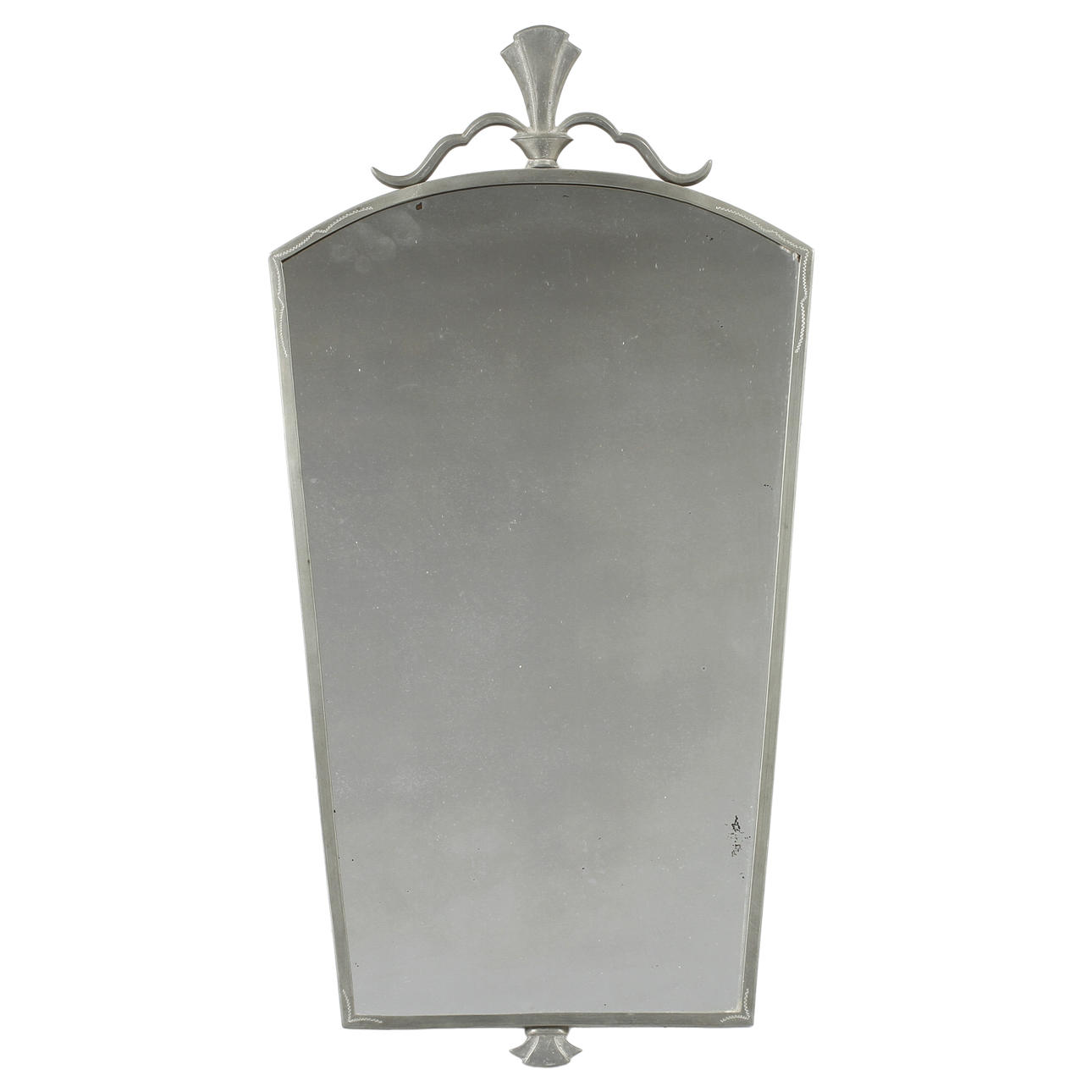 NILS FOUGSTEDT. Spegel och lampetter, 2 stycken. Tenn. Troligen för Firma Svenskt Tenn, 1930-tal.