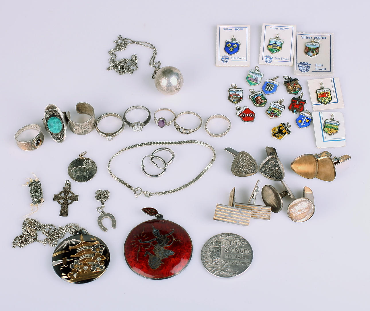 SMYCKEPARTI, 40 delar, silver, vikt= 144 gram.