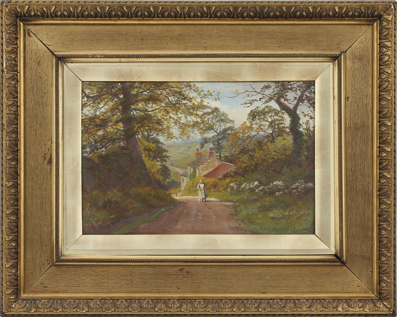 E S ENGLAND, olja på duk, sign.