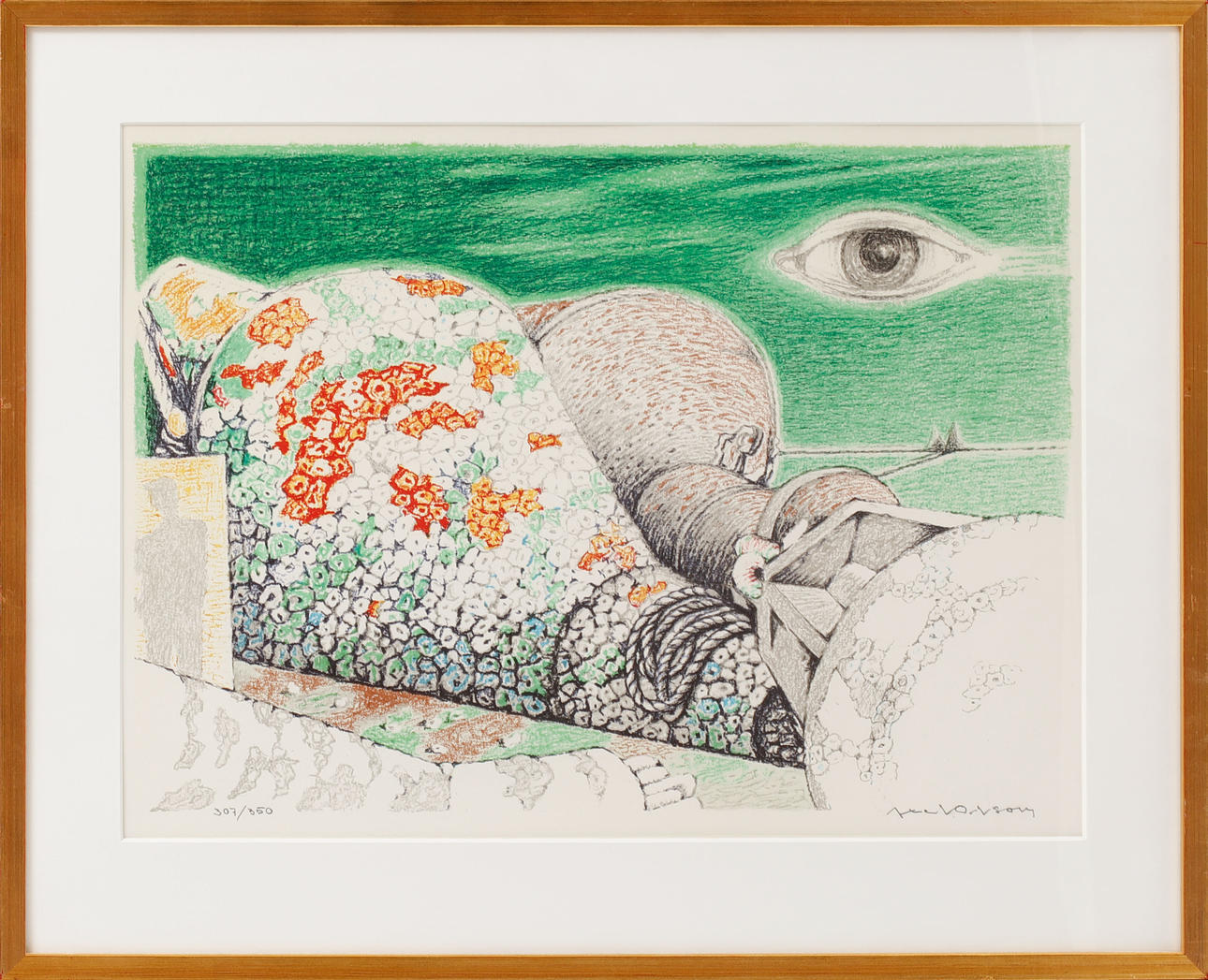 AXEL OLSON. Color lithograph, numbered 307/350 and signed.