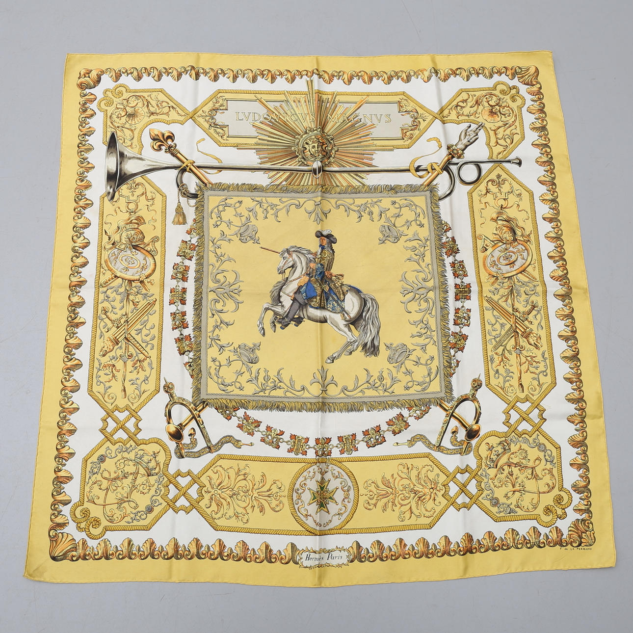 SCARF, HERMÈS, "LUDOVICUS MAGNUS", silk.