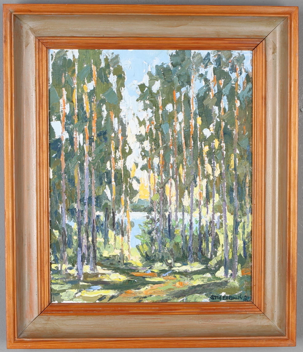 STIG E H ROUSK. Landskap, olja på duk, signerad samt otydlig datering.