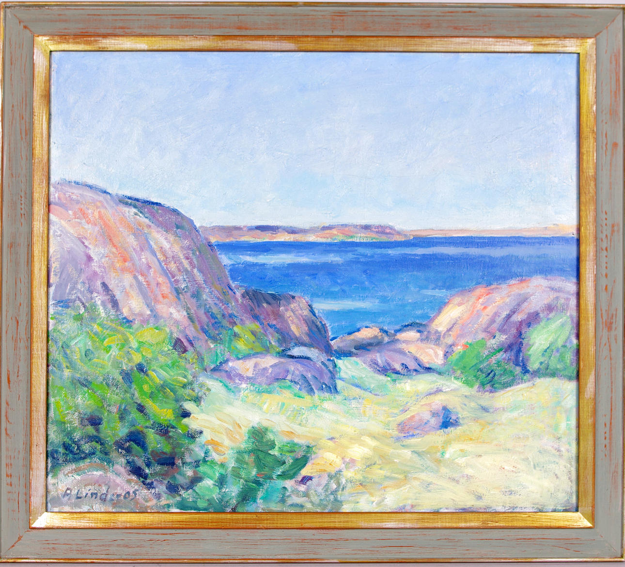 BENGT ARNE LINDEROS. kustlandskap, olja på duk.