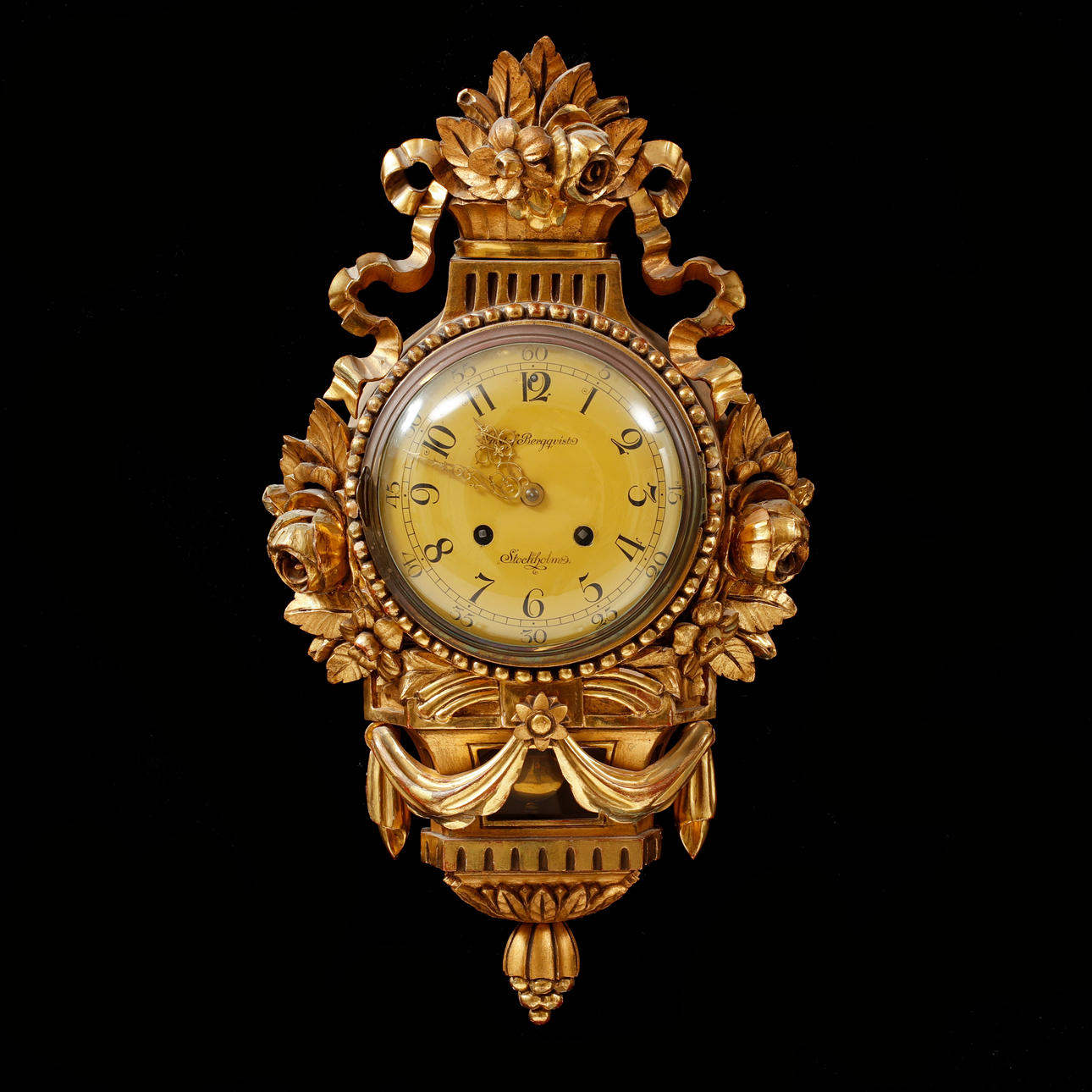 WALL PENDULUM, gilded, marked Gustaf Bergqvist.