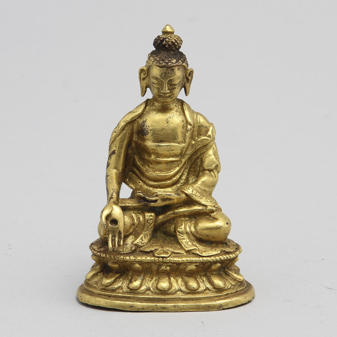 BUDDHAFIGUR, miniatyr, förgylld brons, 1800/1900-tal.