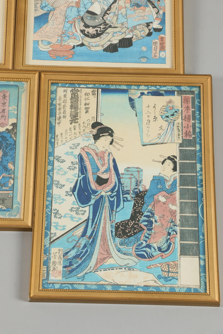 WOODCUT, 6 pcs. Japanese. Art - Paintings - Auctionet