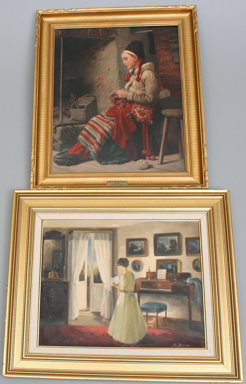 TAVLOR, 2 st, oljetryck + olja på duk, signerad B.Berg.