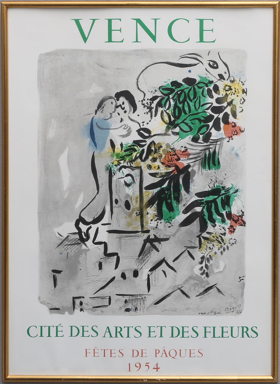 MARC CHAGALL. udstillingsplakat, Vence, 1954.