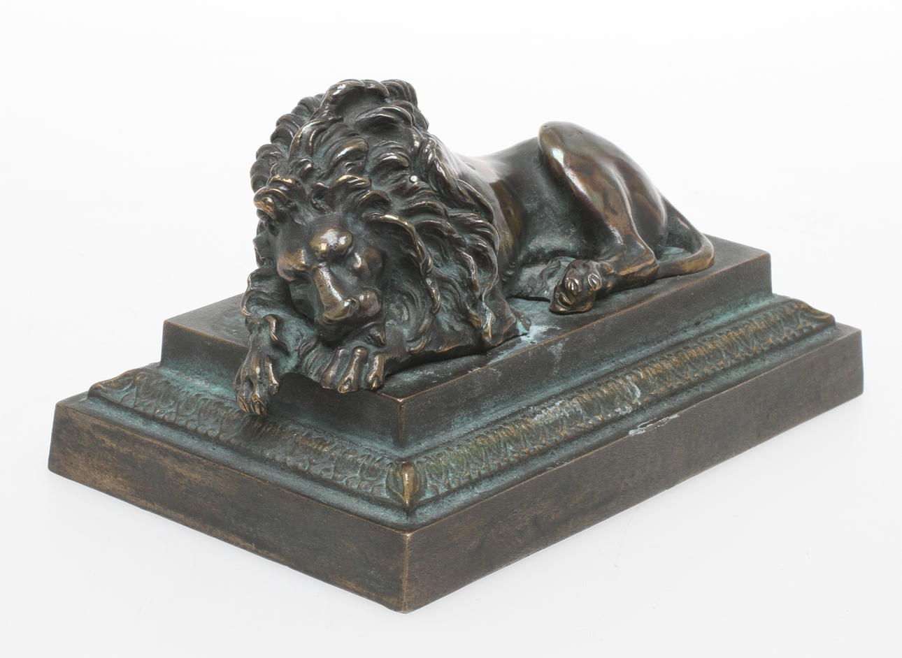 BREVPRESS, krönt av lejon, brons.