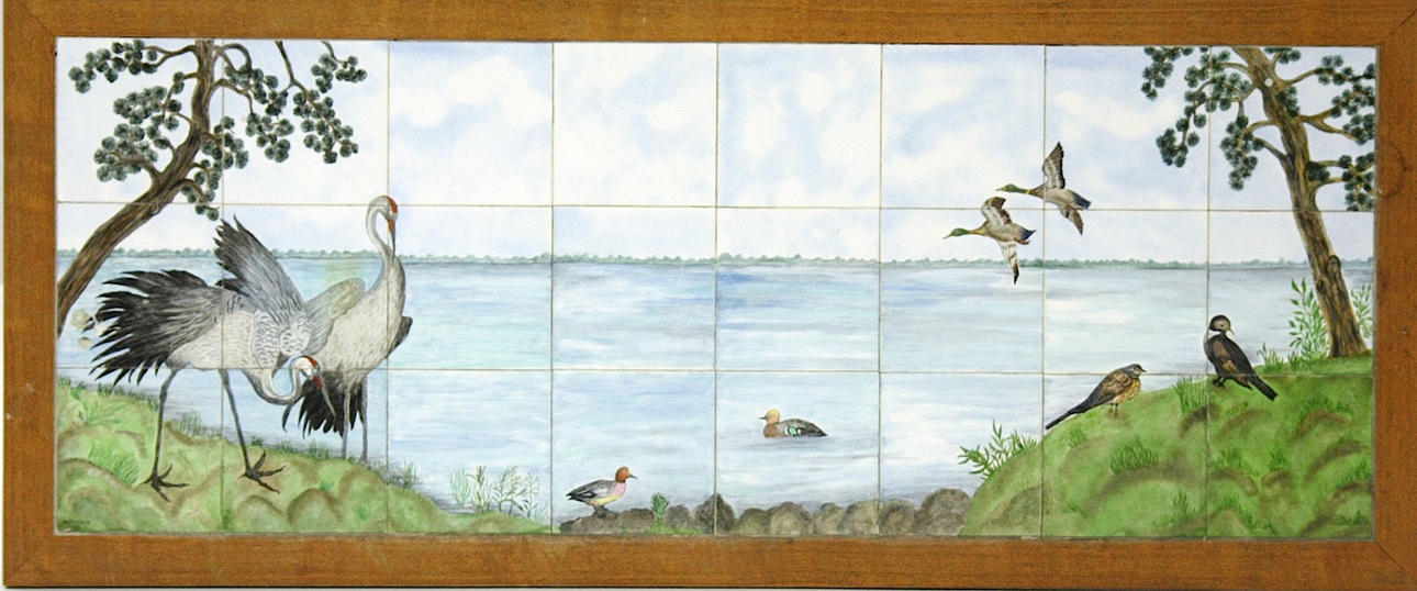 COFFEE TABLE, tile top signed H Funcke, 1900s.