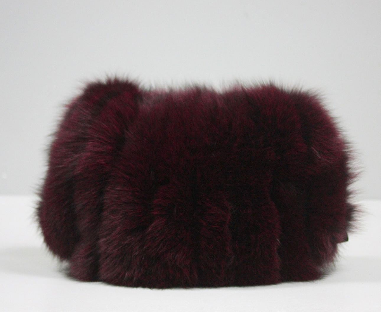 pels, "muffe", håndvarmer, farvet kaninpels.