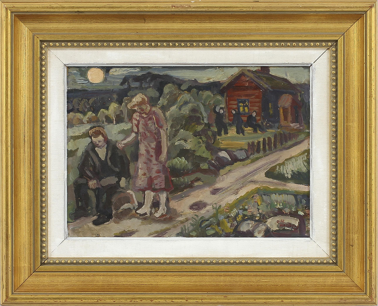 OLLE NORDBERG. Olja på pannå, signerad.