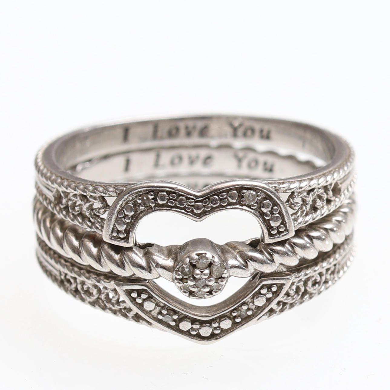 TRAURING, dreiteilig, Silber, Moissanit, Bradford-Goldtausch.