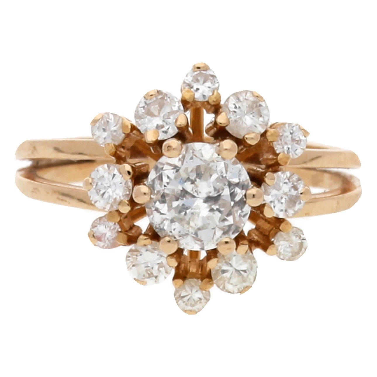 Ring med rosett med diamant, ca 1970.