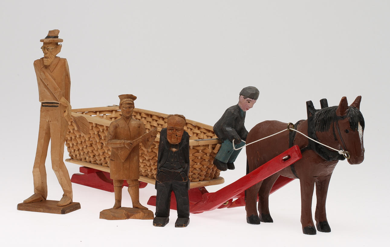 TRÄFIGURER 3 st, FIGURINGRUPP, trä, 1900-tal.