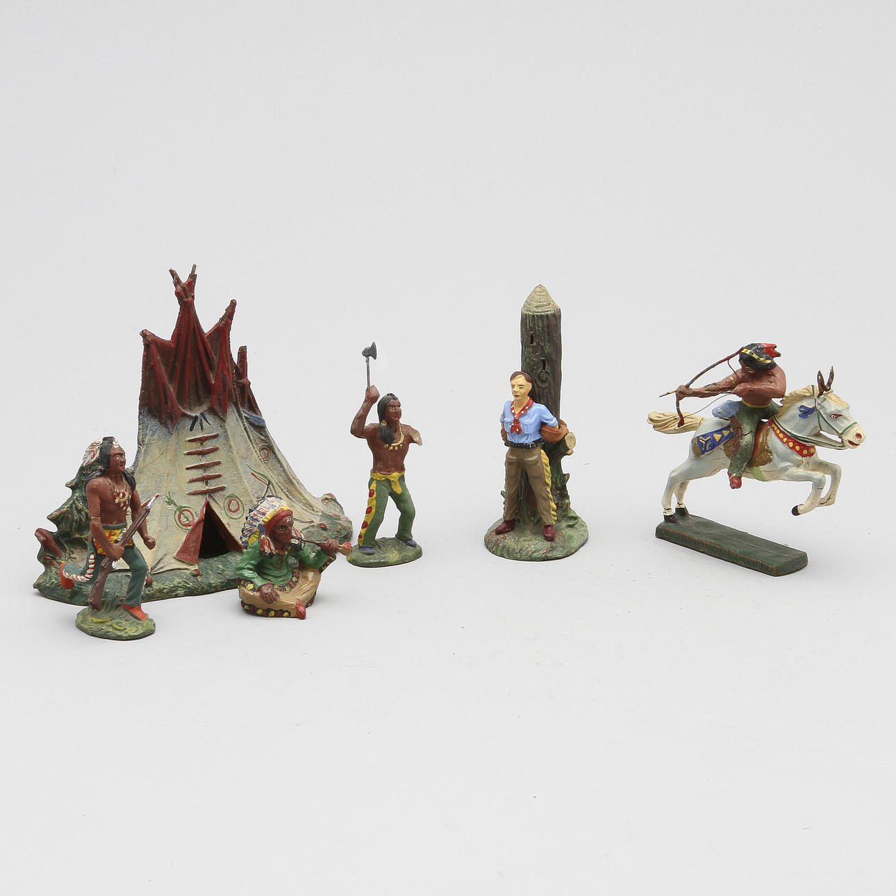 FIGURER, 6 st, plastinol och elastolin, Tyskland 1950-tal.