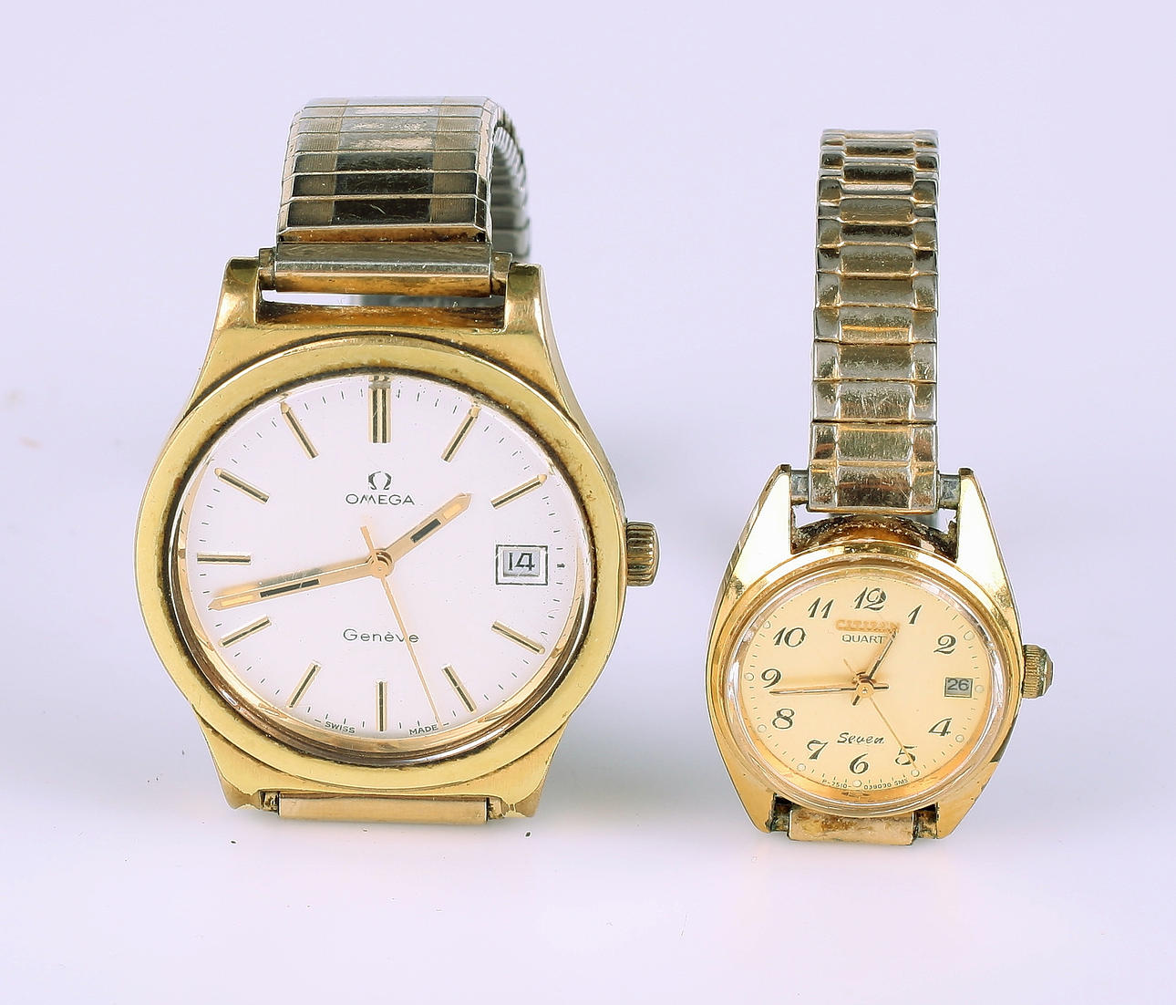 ARMBANDSUR, 2 st, herr och dam, Omega + Certina, gulddoublé.