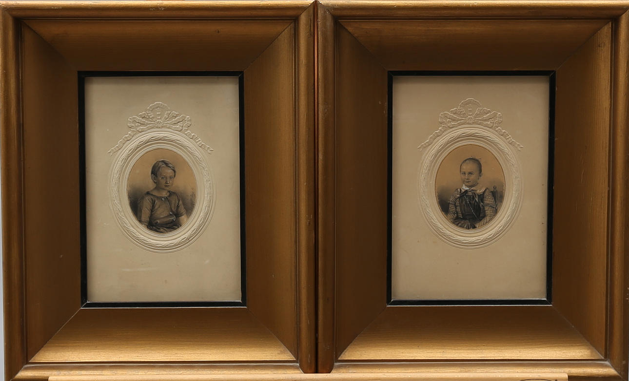 SPÄTBIEDERMEIER-KÜNSTLER (1870ER JAHRE). Biedermeier porträtt, två delar.