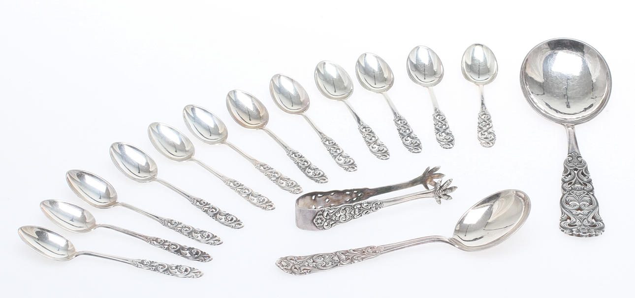 PARTI SILVER, 15 delar, Norge. Tot vikt 203 gram.