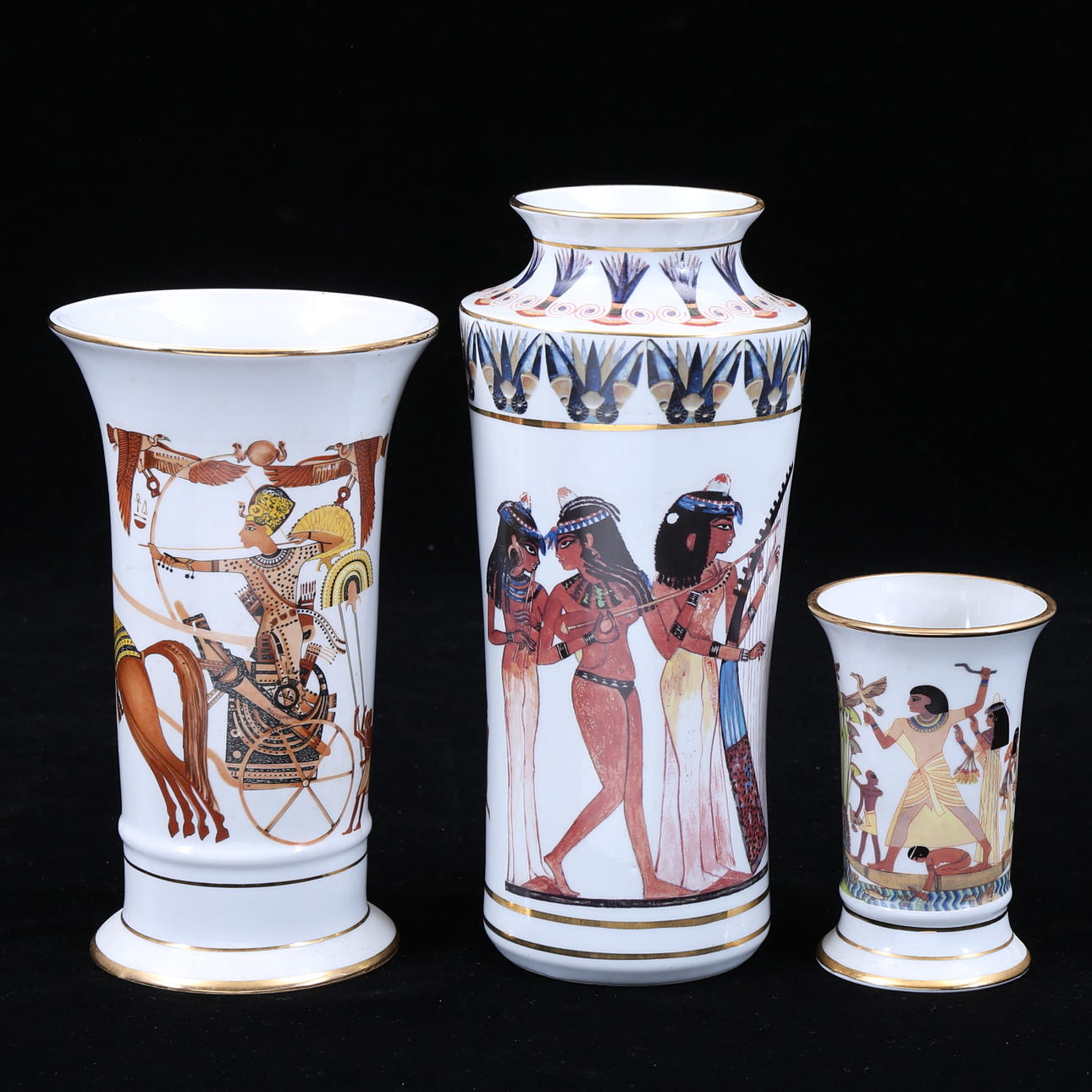 VASER, 3 stk, porcelæn, Sheeni, Egypten.