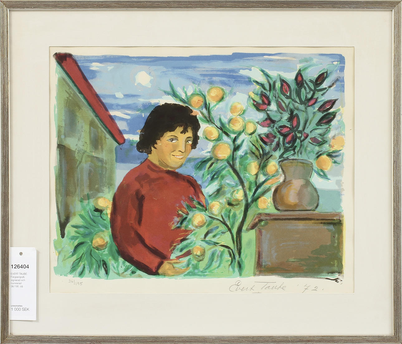 EVERT TAUBE. Färgserigrafi, signerad och numrerad 36/195.