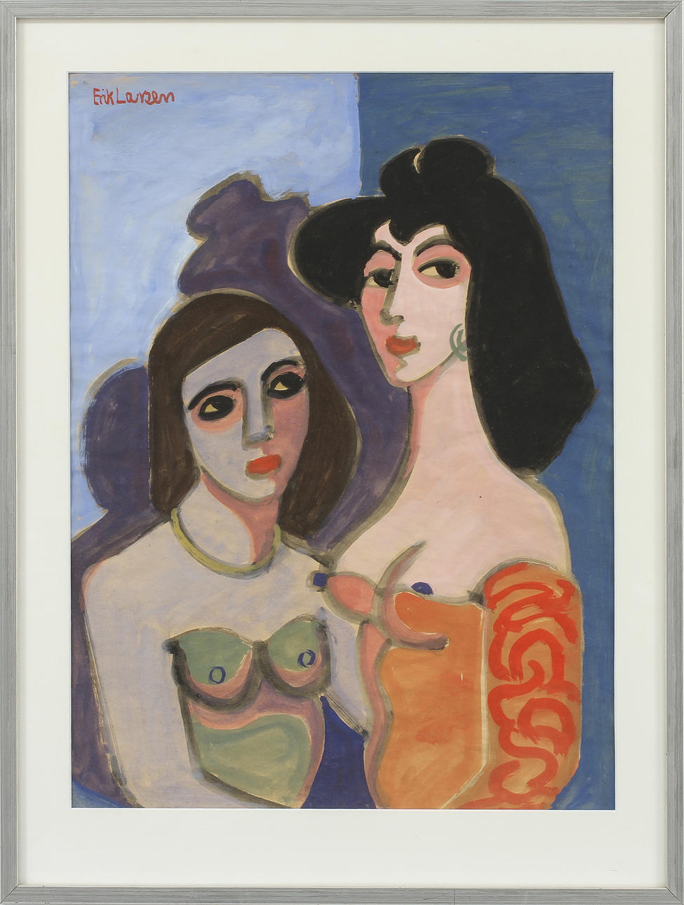 ERIK LARSEN. Gouache, signerad.