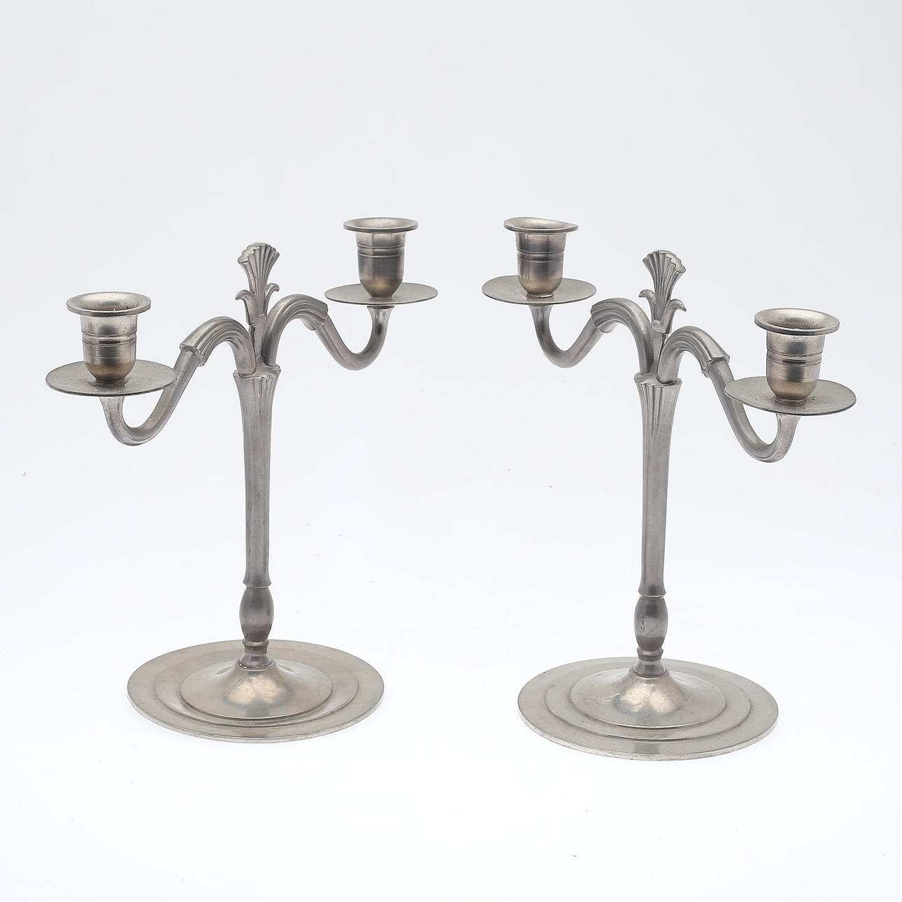 CANDLES, a pair, pewter, Emil Möller, 1931.
