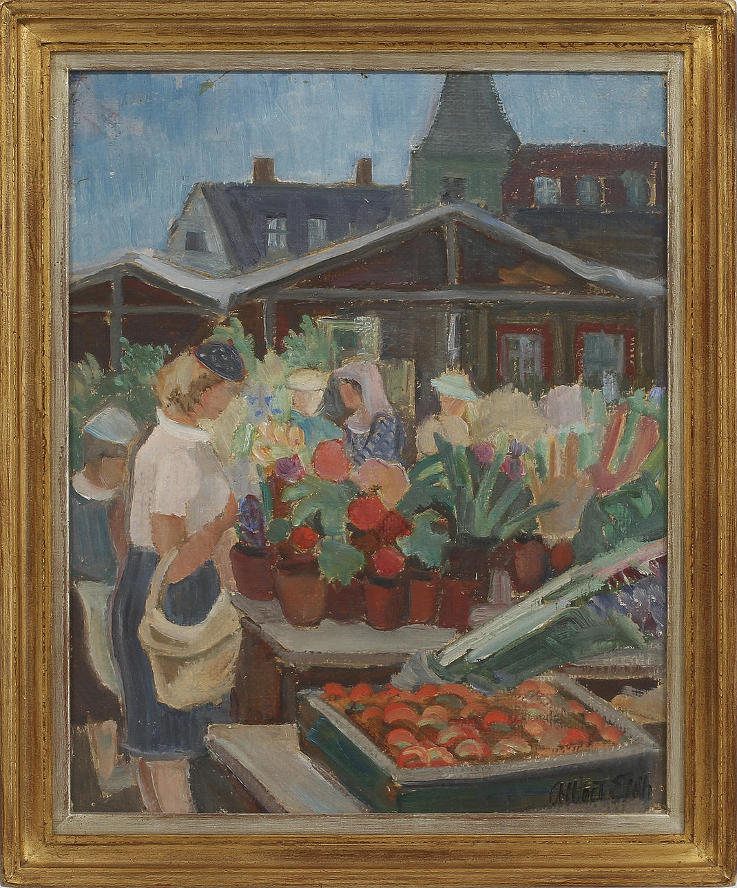 ALBERT ELDH. Olja på pannå, signerad.