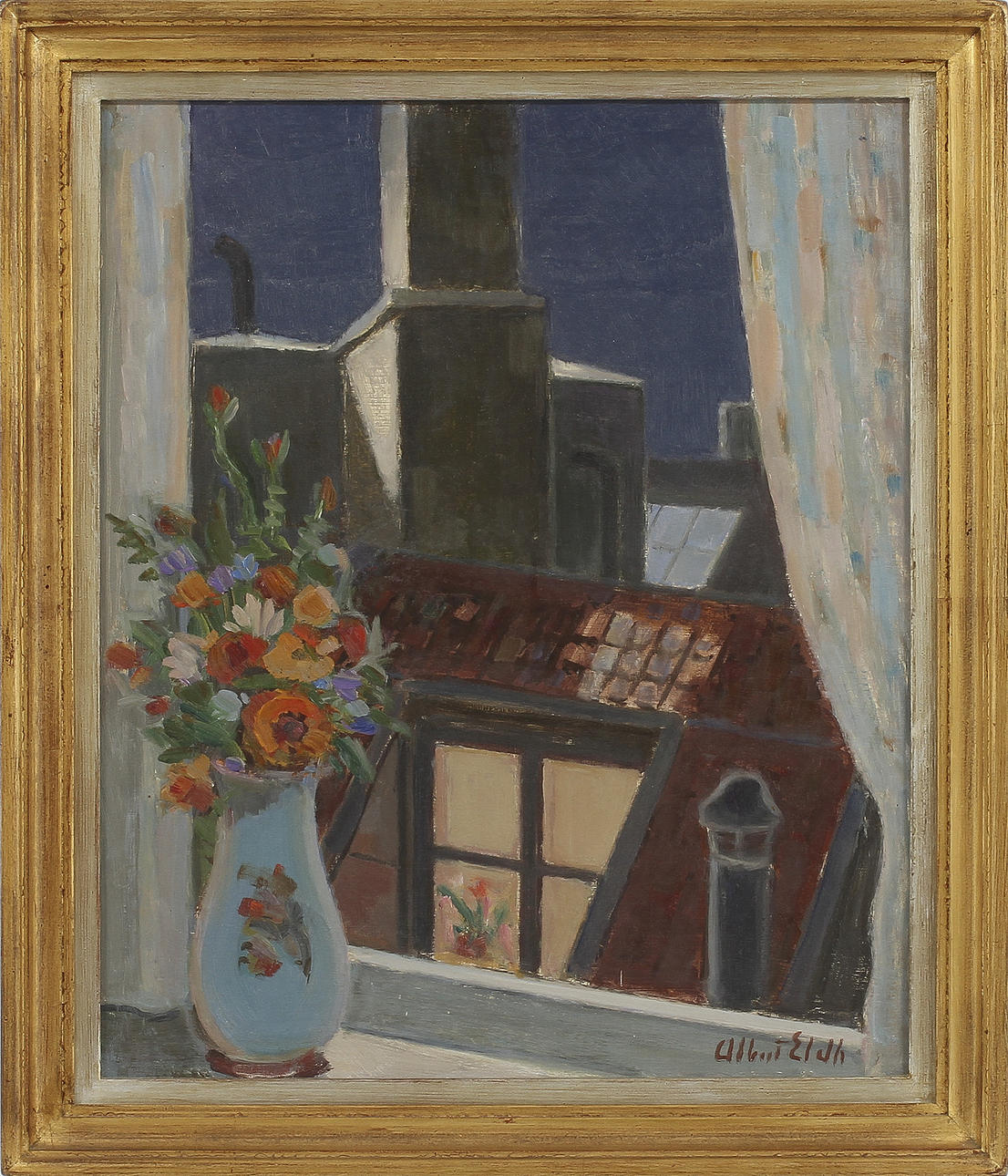 ALBERT ELDH. Olja på pannå, signerad.