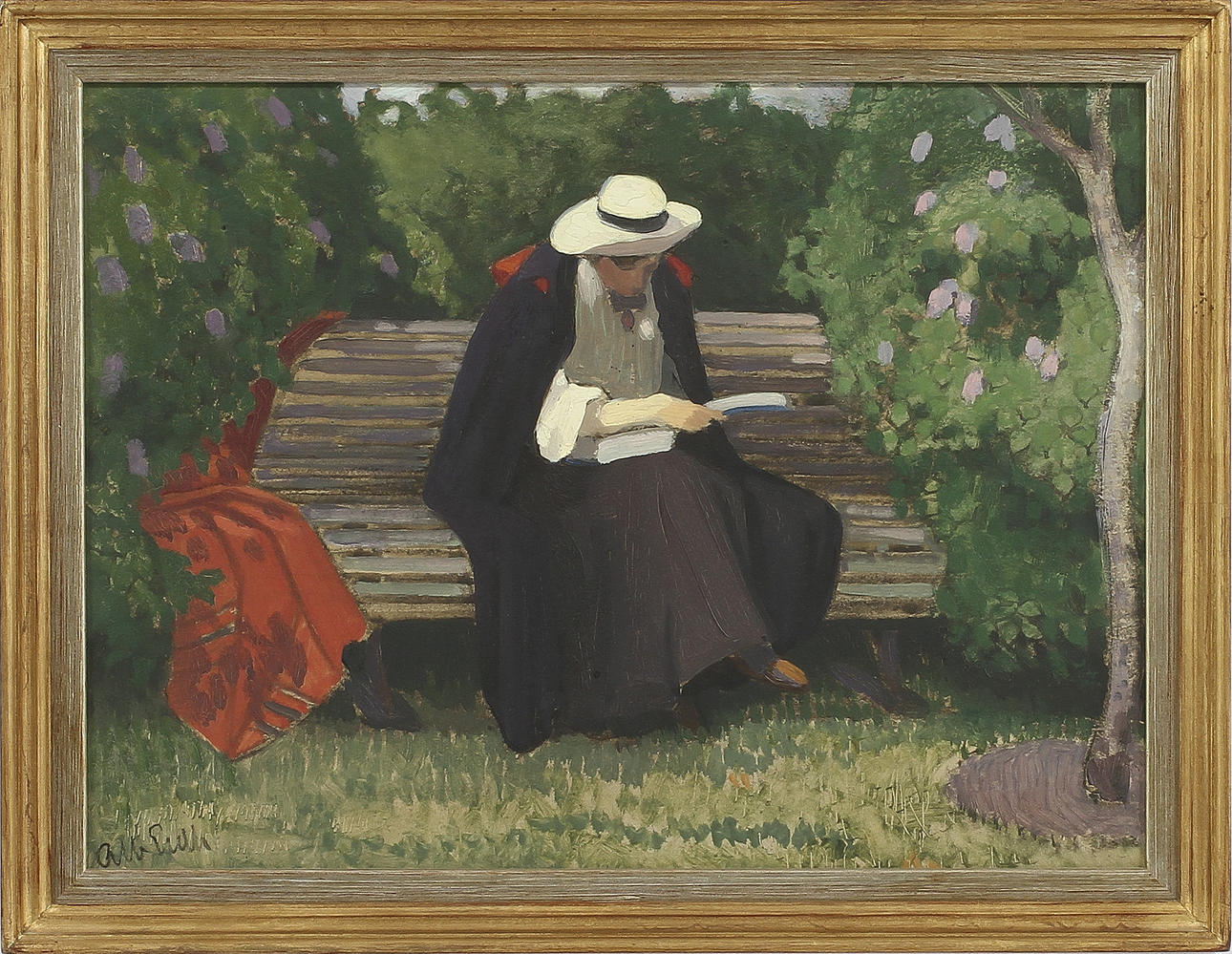 ALBERT ELDH. Olja på pannå, signerad.