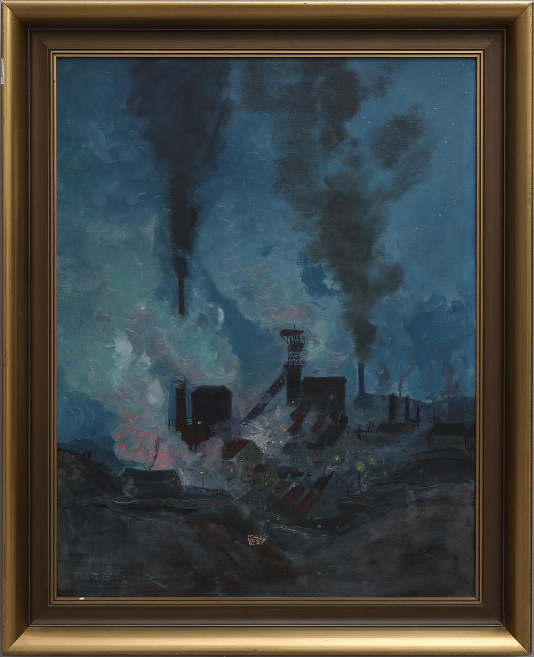 FRITZ GÄRTNER. "ZECHE BEI NACHT".