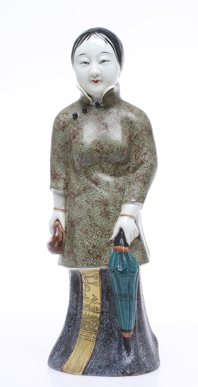 FIGURIN, porslin, Kvinna med paraply, Kina.