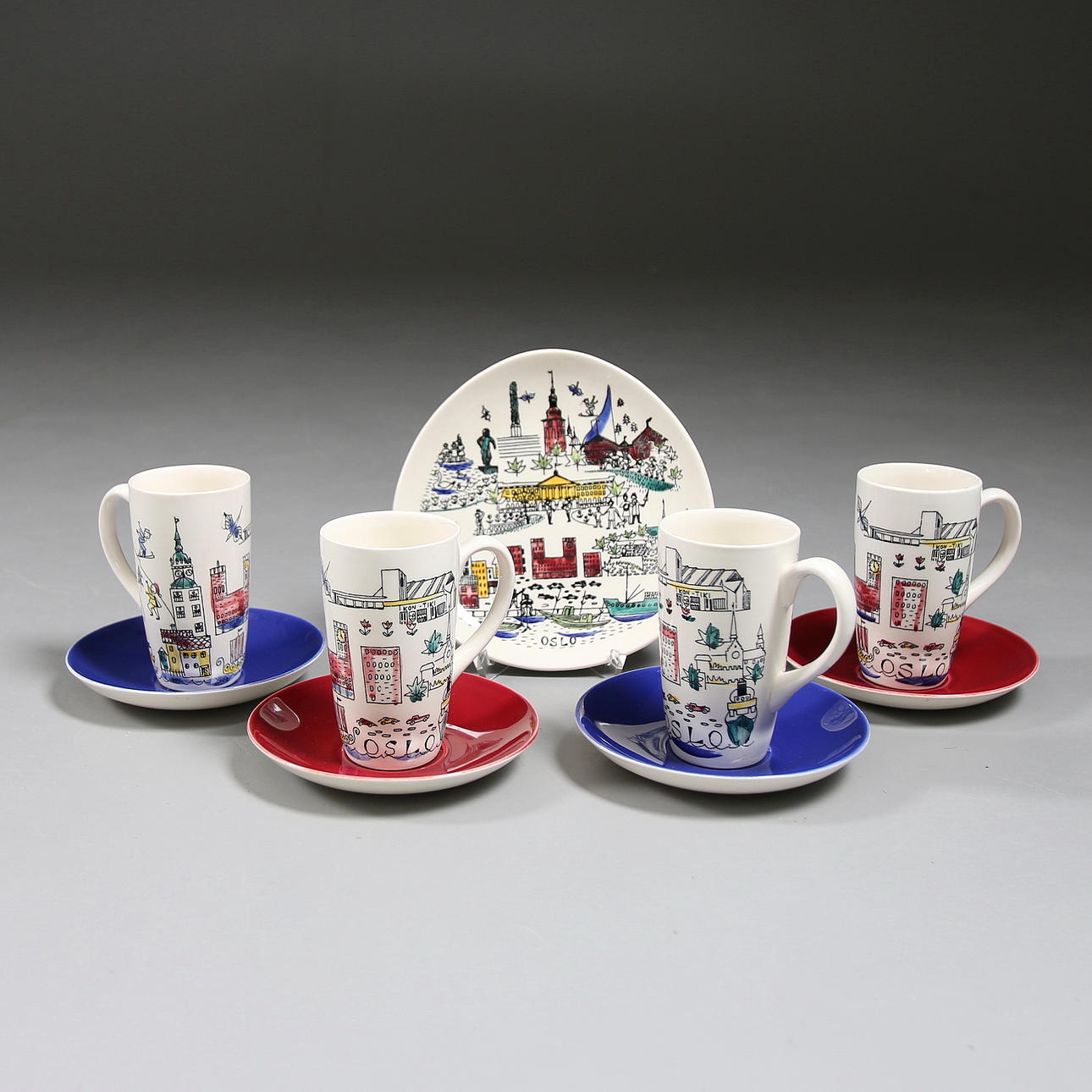 CHOKLADMUGGAR, 9 delar, Stavanger Flint, Norge.