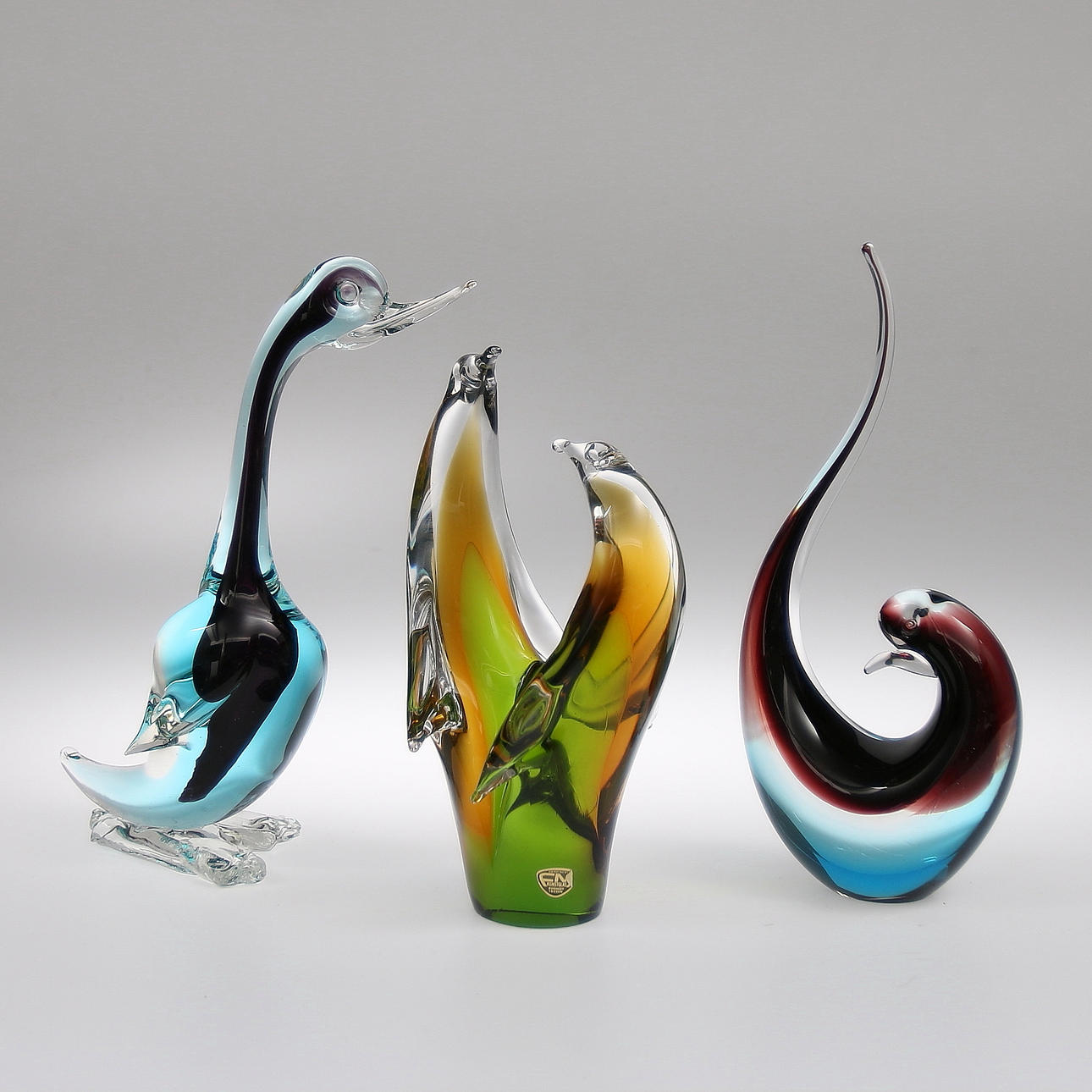 FIGURINER, 3 st, Glas, FM Ronneby, 1900-talets andra hälft.