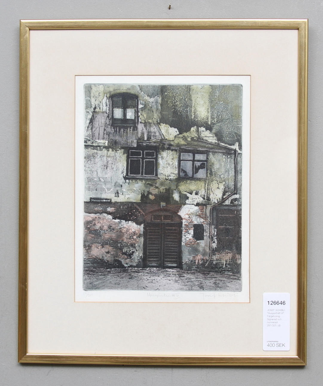 JOSEF SCHIBLI. "Husporträtt VI". Färgetsning. Signerad och numrerad 281/325.