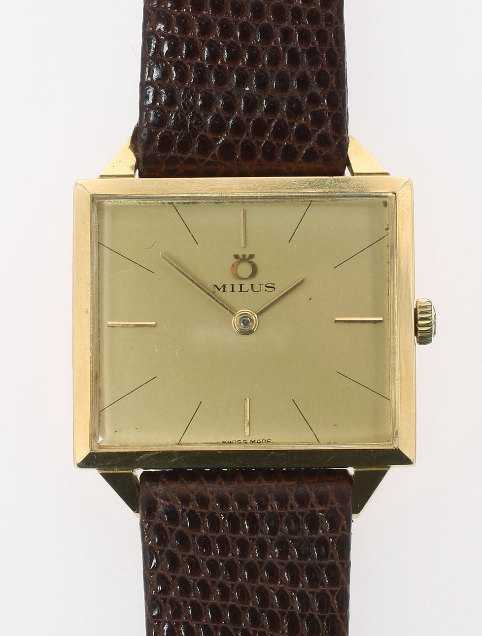 ARMBANDUR, Milus, 18k guld med läderband.